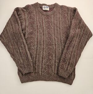 Vintage 80s Arrow Dover Purple Gray Wool Blend Sweater Coogii Crewneck L Texture